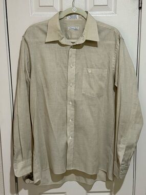 Vintage Dior Men's Long Sleeve Dress Shirt in Light Tan